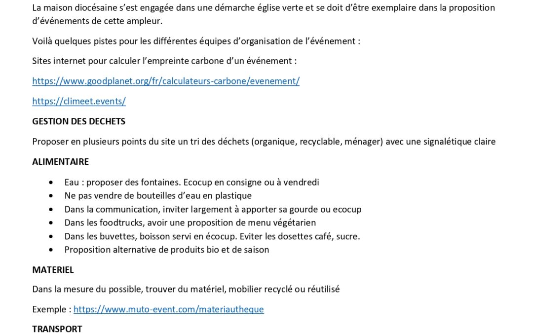Cahier des charges Journée Ecoresponsable