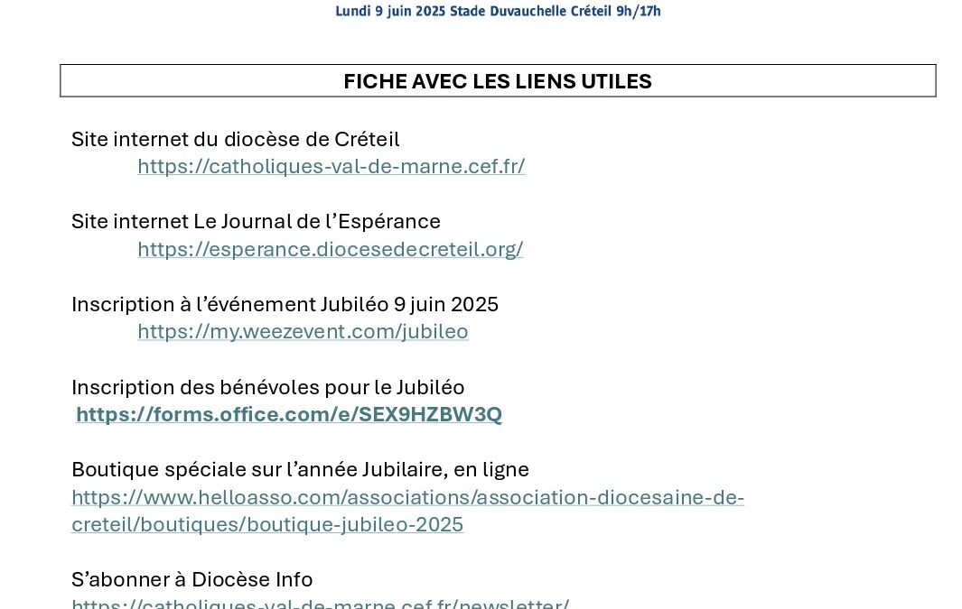 Fiche sur les liens utiles (inscription, application…)